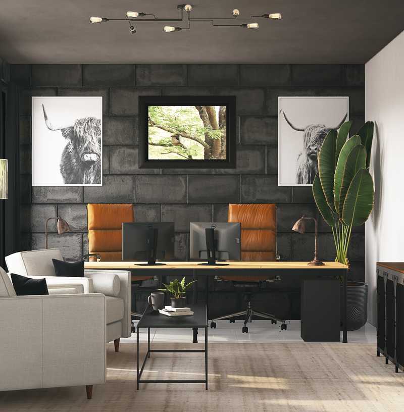 Modern, Industrial, Midcentury Modern, Scandinavian Office Design by Havenly Interior Designer Tori