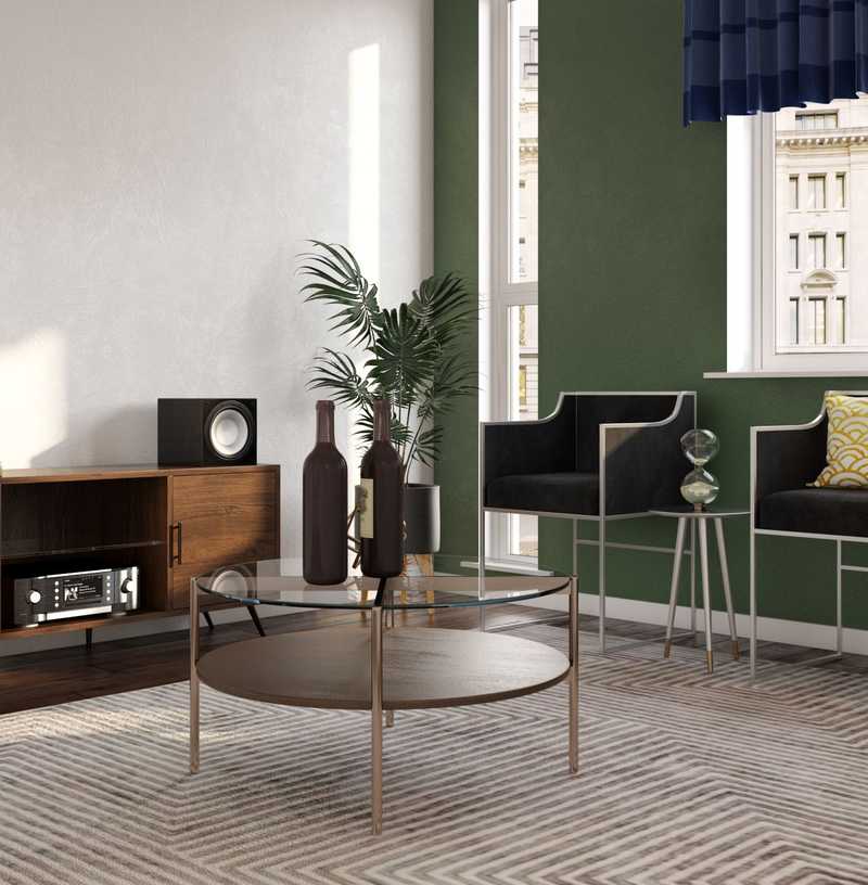 Modern, Eclectic, Bohemian, Glam, Global, Midcentury Modern Living Room Design by Havenly Interior Designer Marina