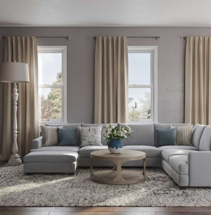 Coastal, Traditional, Farmhouse Living Room Design by Havenly Interior Designer Lucila
