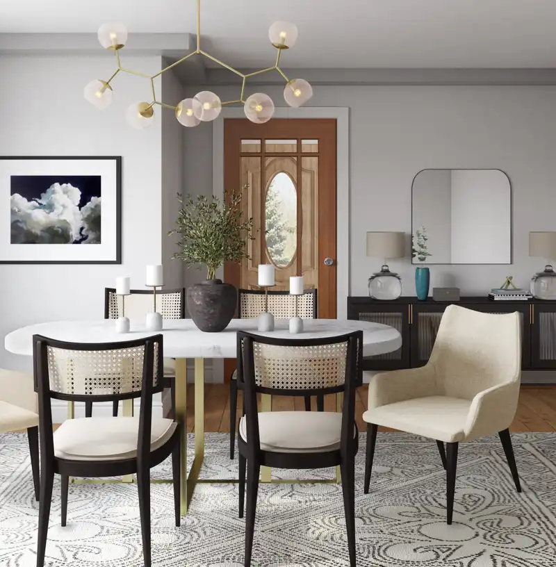 Eclectic, Bohemian, Midcentury Modern Dining Room Design by Havenly Interior Designer Ella