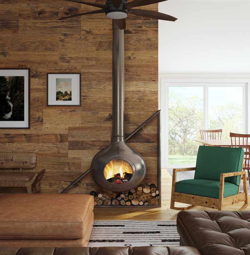 Rustic, Midcentury Modern Living Room Design by Havenly Interior Designer Michelle