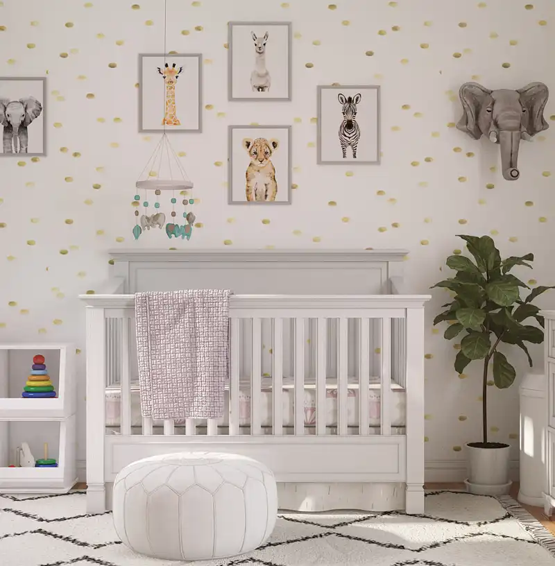 Bohemian, Minimal, Preppy Nursery Design by Havenly Interior Designer Samantha