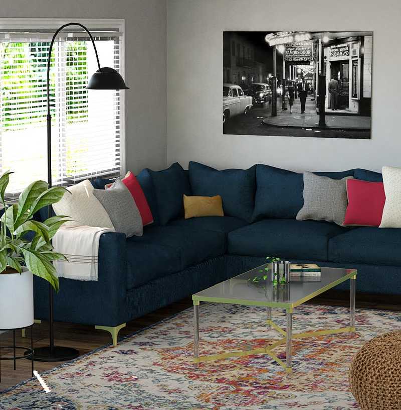 Eclectic, Glam, Global Living Room Design by Havenly Interior Designer Erica
