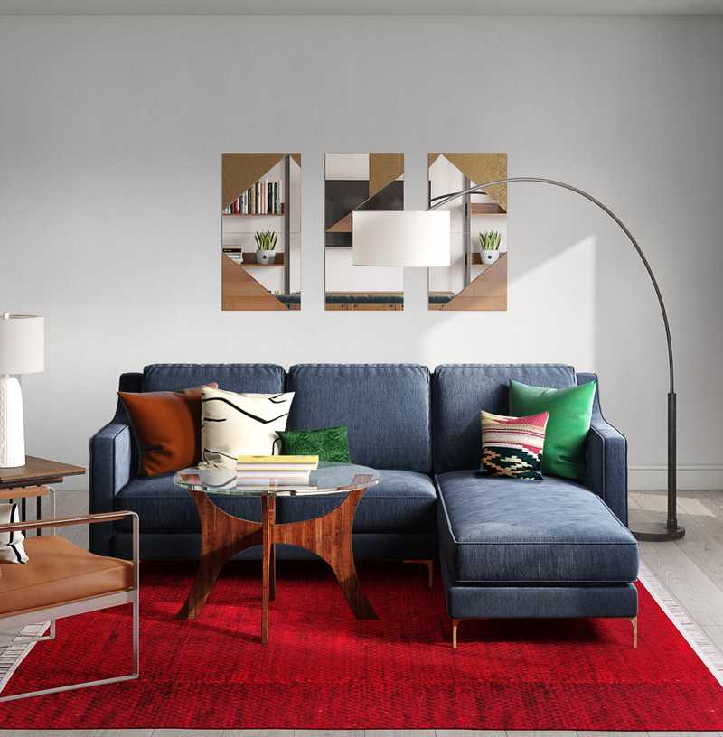 Contemporary, Eclectic, Glam, Midcentury Modern Living Room Design by Havenly Interior Designer Dani