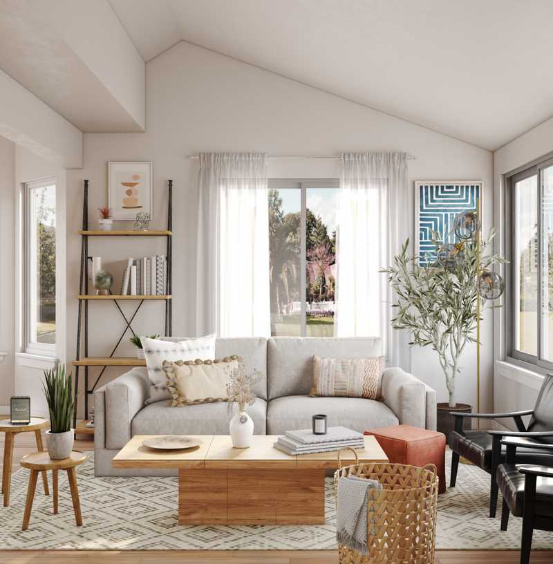 Eclectic, Bohemian, Global, Midcentury Modern Living Room Design by Havenly Interior Designer Corey