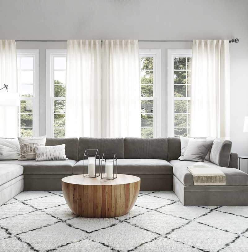 Bohemian, Farmhouse, Transitional Living Room Design by Havenly Interior Designer Kayla