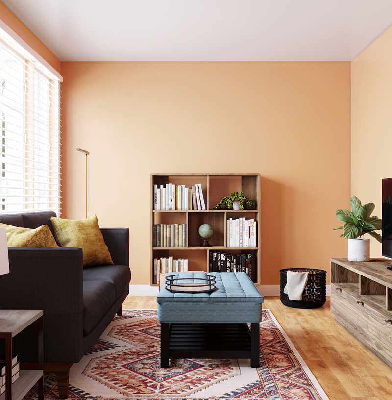 Bohemian, Industrial, Midcentury Modern Living Room Design by Havenly Interior Designer Bethany