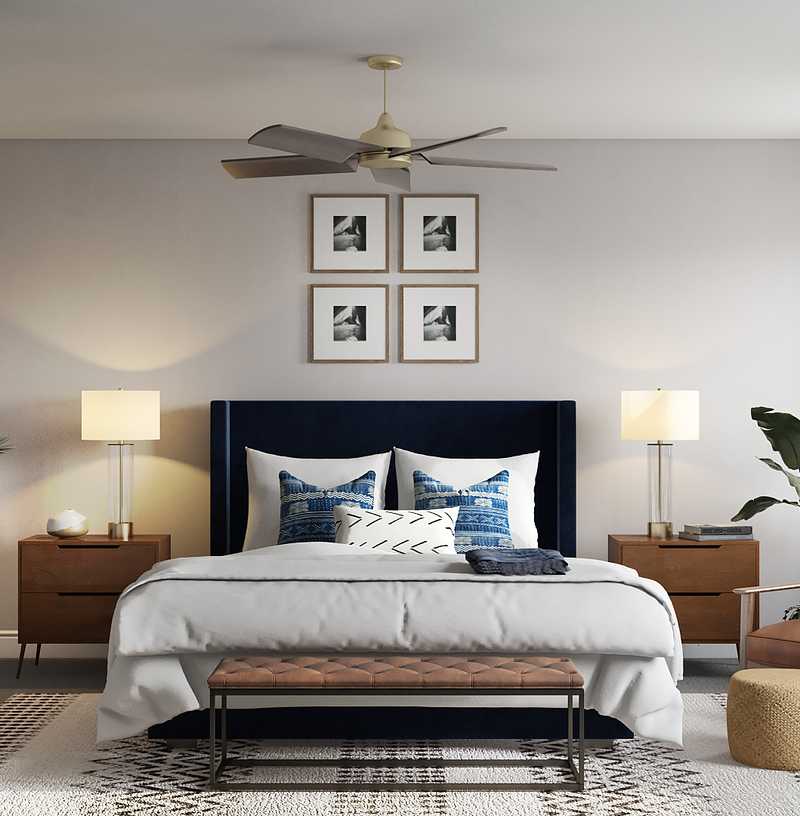 Bohemian, Global, Midcentury Modern Bedroom Design by Havenly Interior Designer Amanda