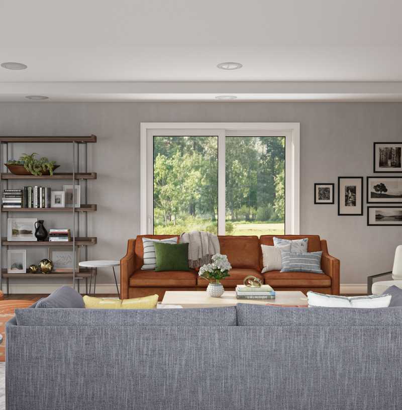 Bohemian, Coastal, Midcentury Modern Living Room Design by Havenly Interior Designer Yoseika