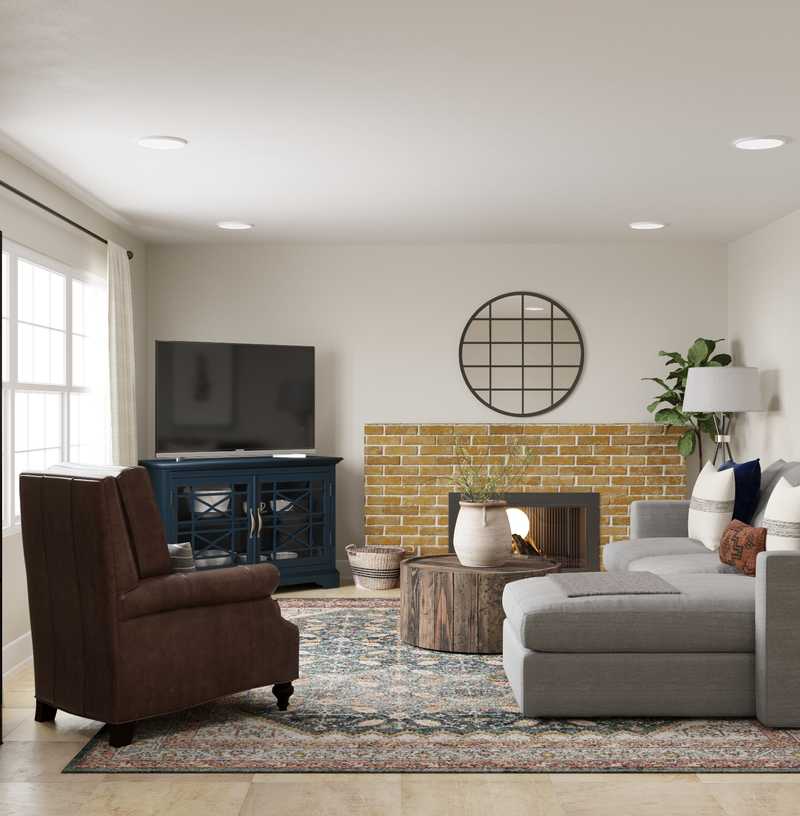 Eclectic, Bohemian, Farmhouse Living Room Design by Havenly Interior Designer Julieta