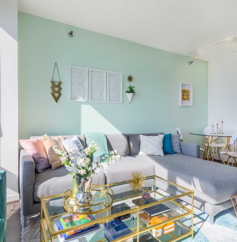 Transitional, Preppy Living Room Design by Havenly Interior Designer Megan