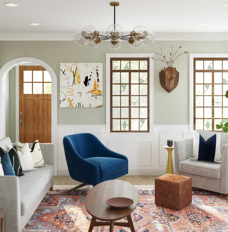 Eclectic, Glam, Midcentury Modern Living Room Design by Havenly Interior Designer Dani