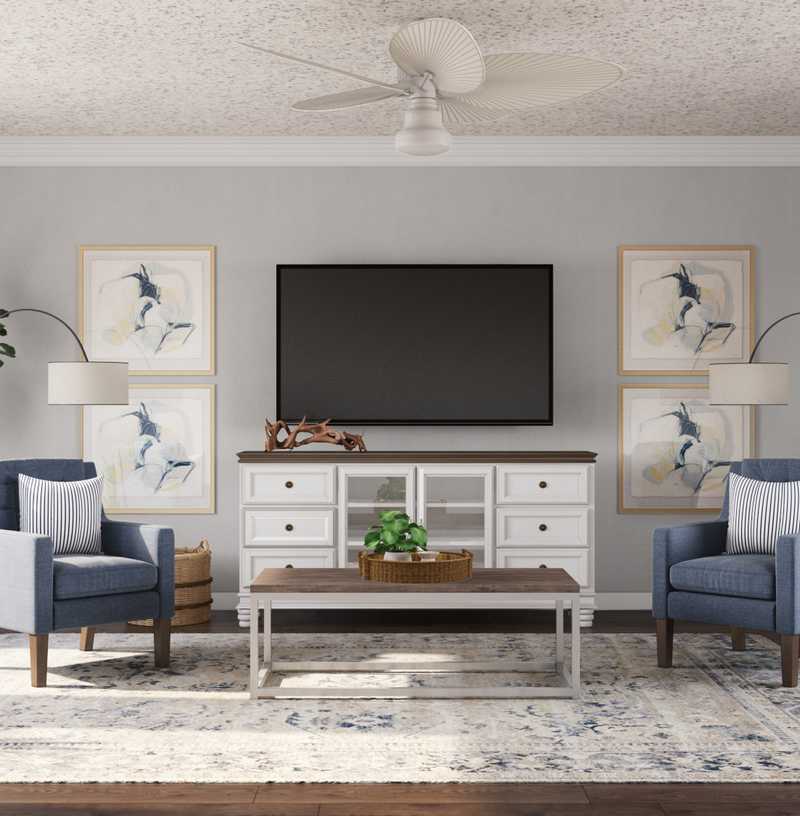 Coastal Living Room Design by Havenly Interior Designer Levi