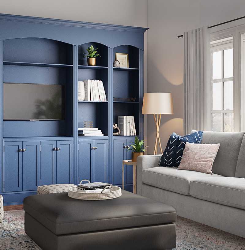 Modern, Transitional, Midcentury Modern Living Room Design by Havenly Interior Designer Brenna