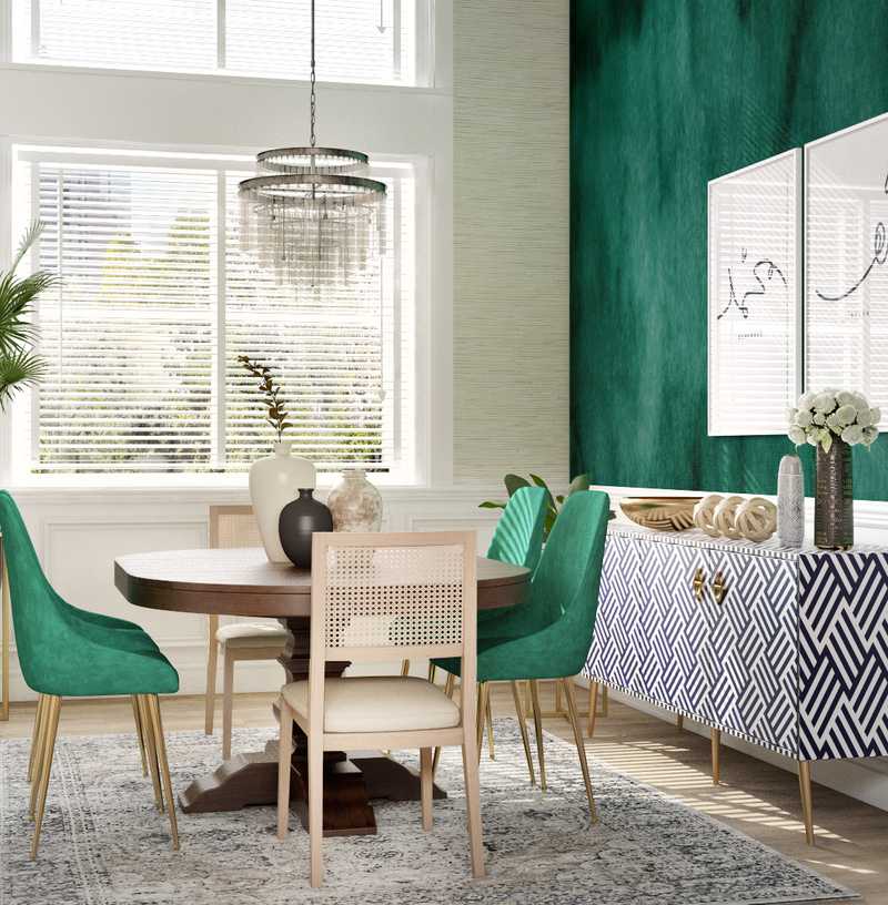 Eclectic, Bohemian, Midcentury Modern Dining Room Design by Havenly Interior Designer Ghianella