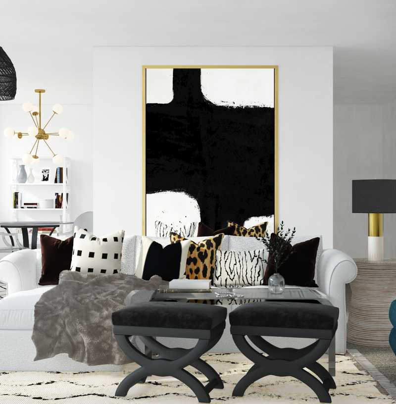 Modern, Bohemian, Glam Living Room Design by Havenly Interior Designer Hannah