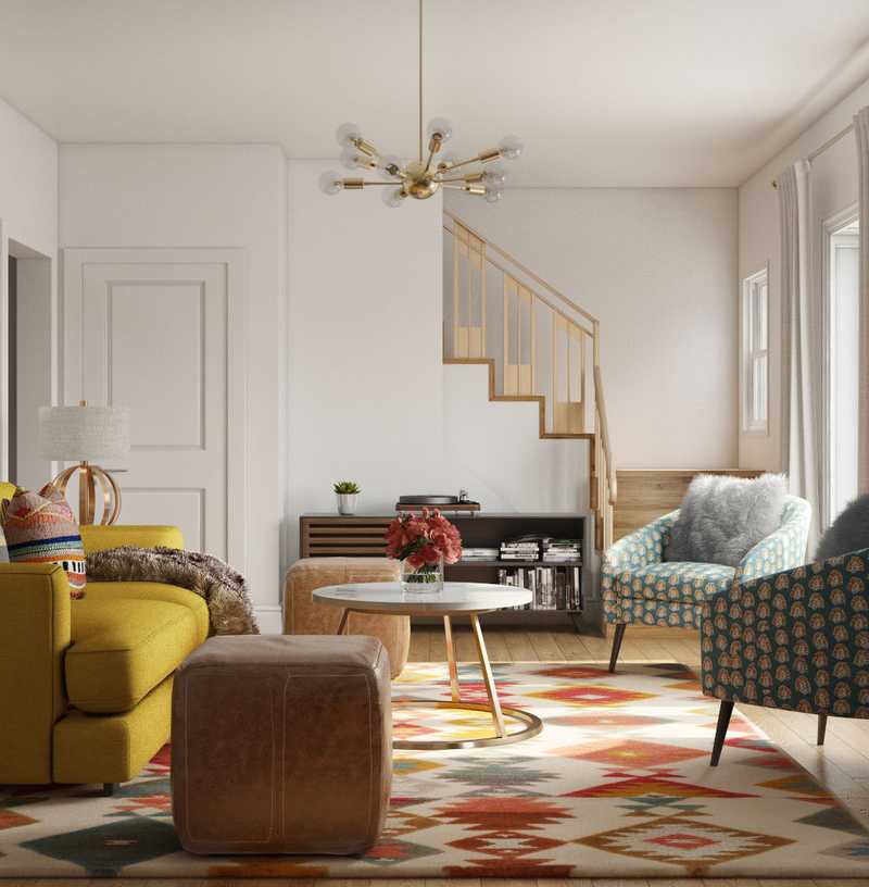 Bohemian, Midcentury Modern Living Room Design by Havenly Interior Designer Dipti
