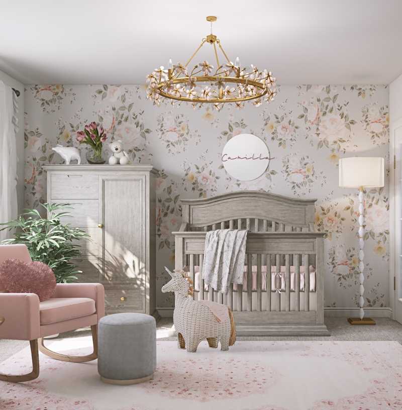 Bohemian, Glam, Farmhouse Nursery Design by Havenly Interior Designer Danielle