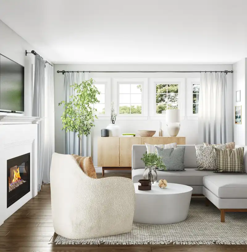 Contemporary, Eclectic Living Room Design by Havenly Interior Designer Sarah