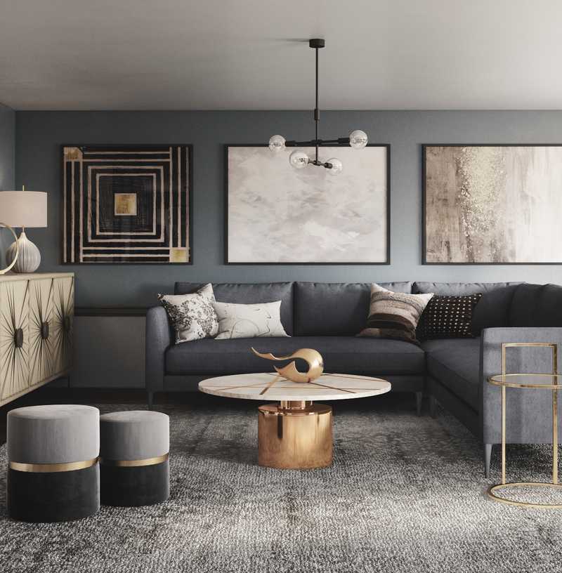 Contemporary, Modern, Glam, Transitional Living Room Design by Havenly Interior Designer Samantha