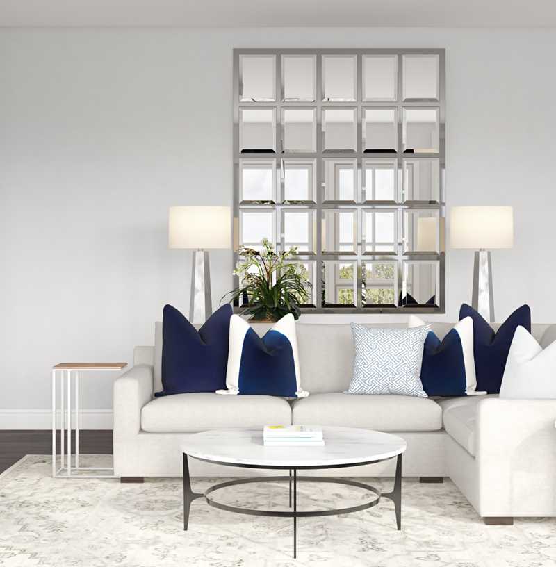 Coastal, Glam Living Room Design by Havenly Interior Designer Amanda