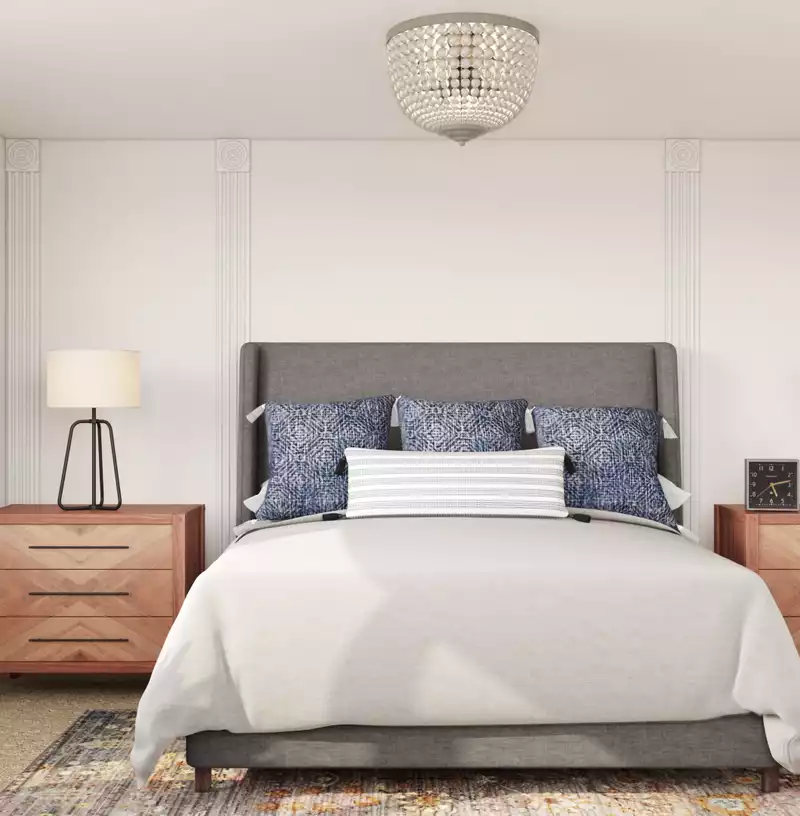 Bohemian, Midcentury Modern Bedroom Design by Havenly Interior Designer Brooke