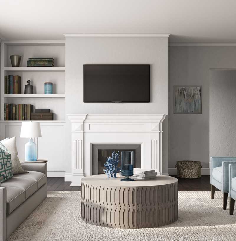 Contemporary, Coastal, Transitional Living Room Design by Havenly Interior Designer Danielle
