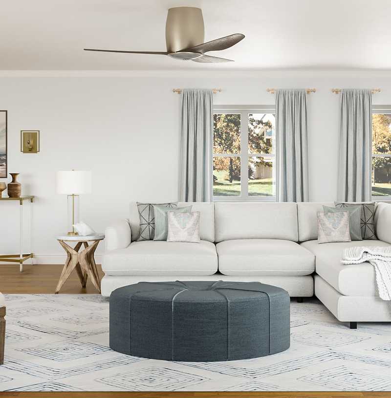 Coastal, Transitional Living Room Design by Havenly Interior Designer Brea