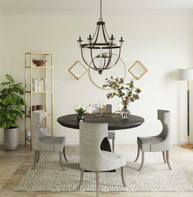 Glam, Transitional Dining Room Design by Havenly Interior Designer Merna