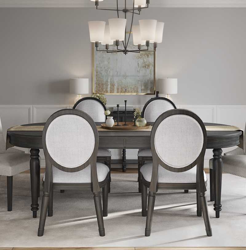 Classic, Transitional Dining Room Design by Havenly Interior Designer Leslie