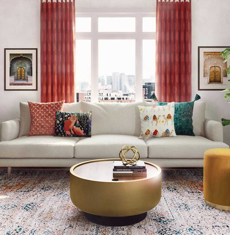 Eclectic, Bohemian, Global Living Room Design by Havenly Interior Designer Brittney
