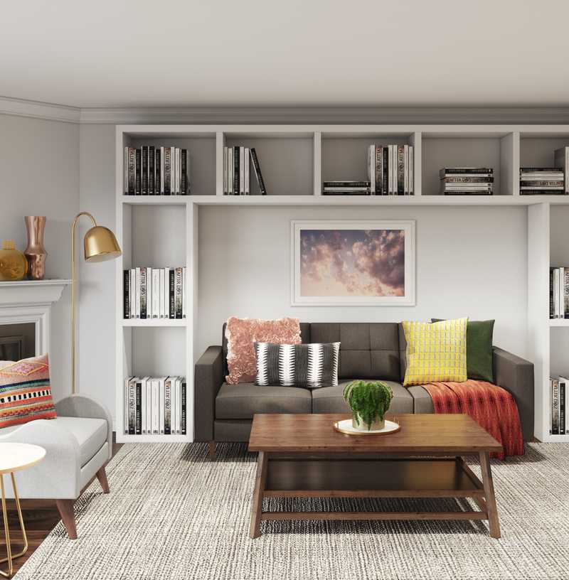 Bohemian, Preppy Living Room Design by Havenly Interior Designer Isabella