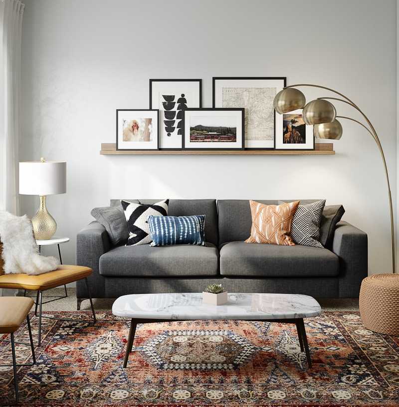 Bohemian, Midcentury Modern, Scandinavian Living Room Design by Havenly Interior Designer Savannah