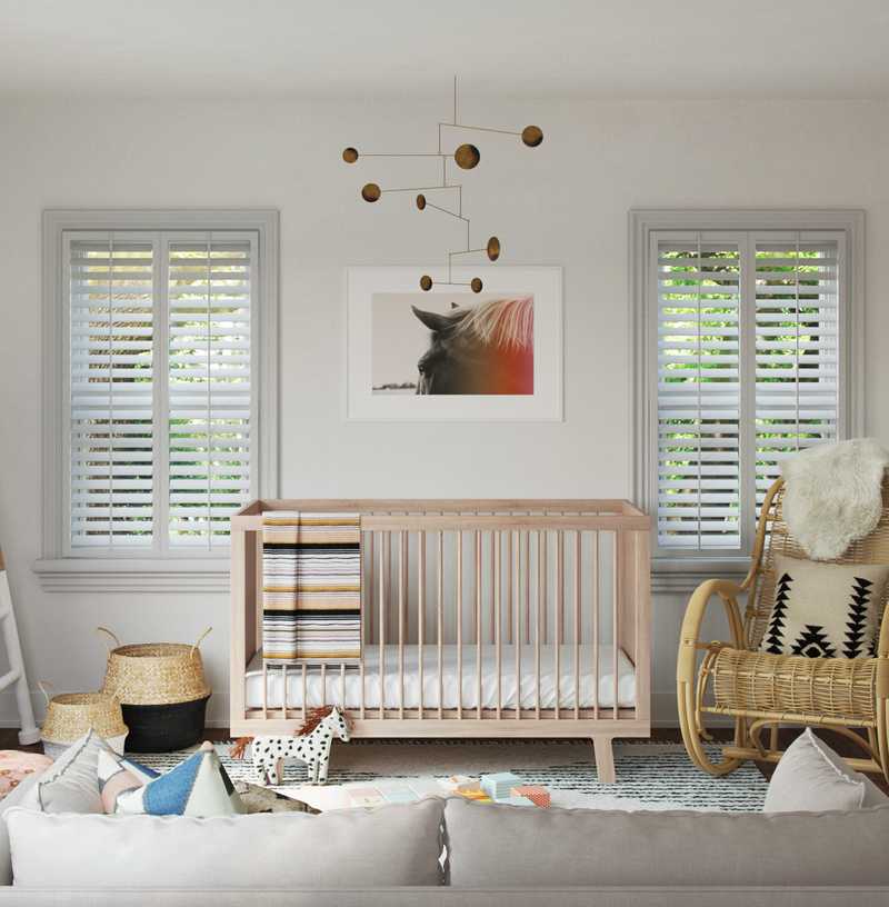 Modern, Bohemian, Rustic, Global, Midcentury Modern, Minimal, Scandinavian Nursery Design by Havenly Interior Designer Jennifer
