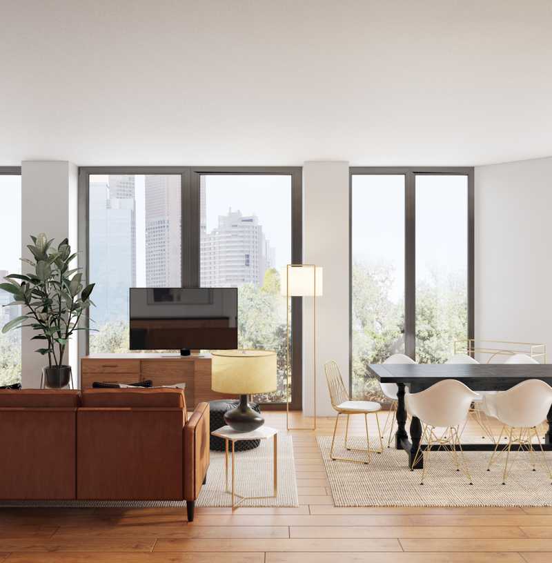 Glam, Midcentury Modern, Scandinavian Living Room Design by Havenly Interior Designer Natalie