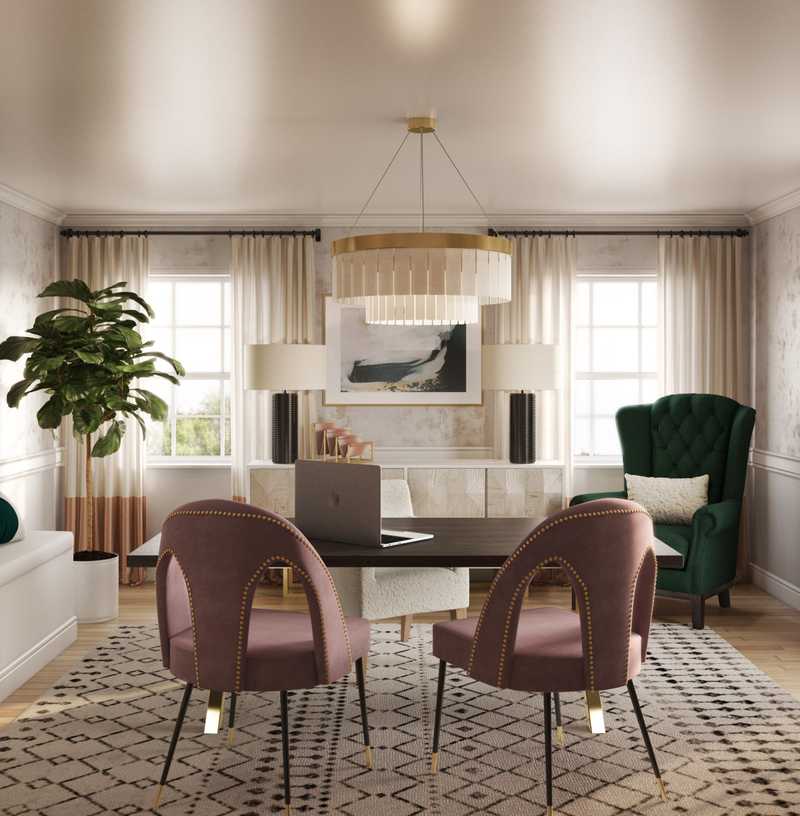 Modern, Bohemian, Glam Office Design by Havenly Interior Designer Matthew