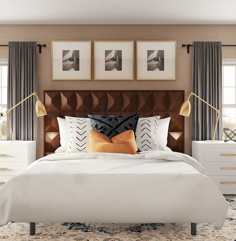 Bohemian, Midcentury Modern Bedroom Design by Havenly Interior Designer Kamila