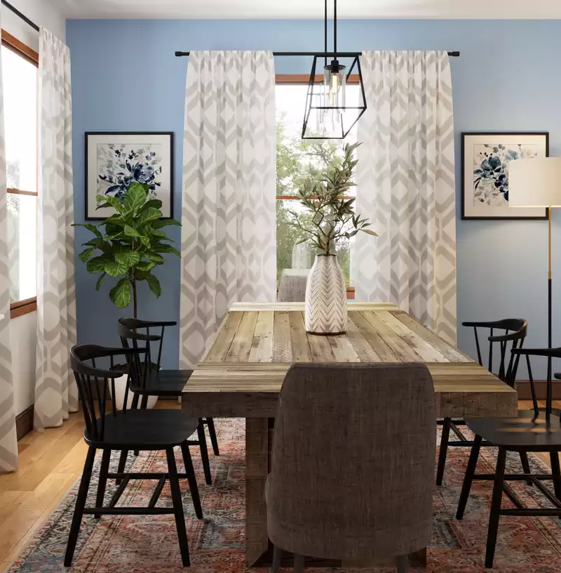 Bohemian, Farmhouse Dining Room Design by Havenly Interior Designer Emily