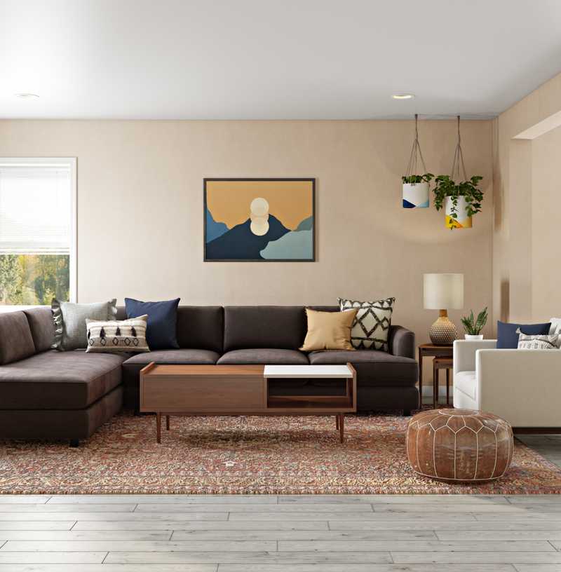 Bohemian, Midcentury Modern Living Room Design by Havenly Interior Designer Megan