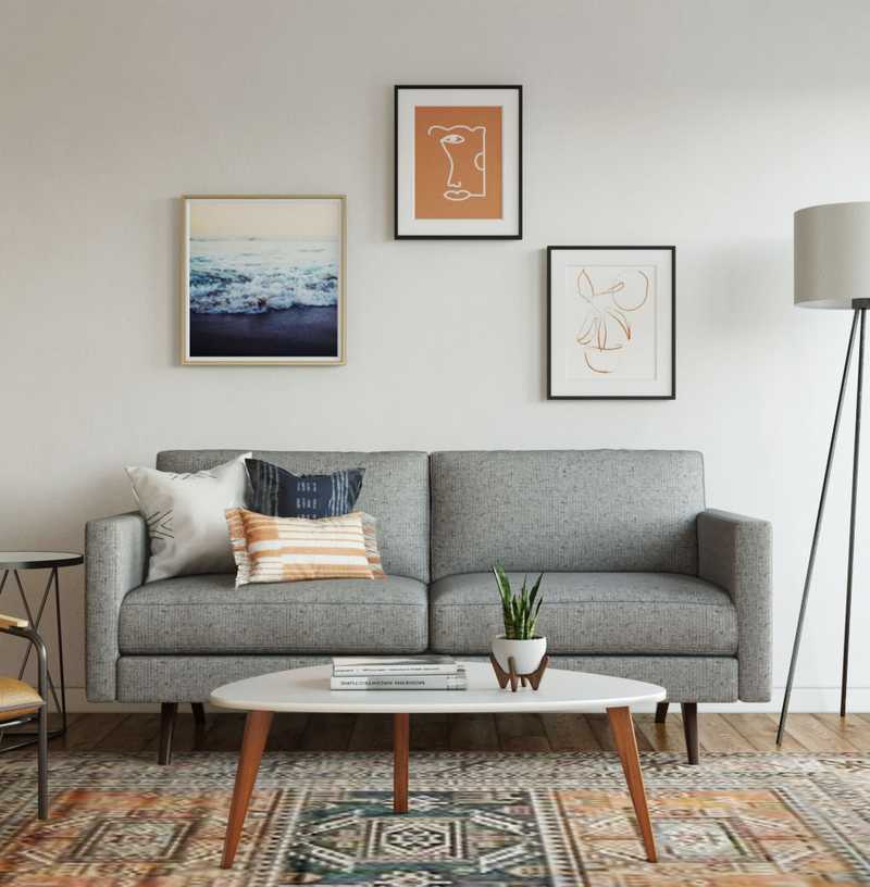 Bohemian, Midcentury Modern Living Room Design by Havenly Interior Designer Allison