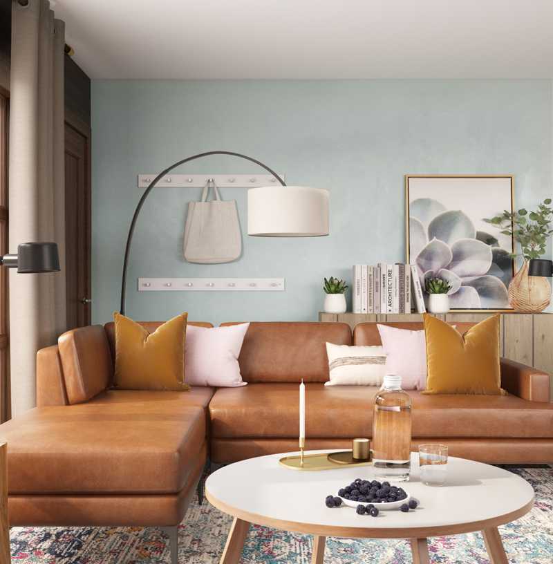 Bohemian, Midcentury Modern Living Room Design by Havenly Interior Designer Jessica