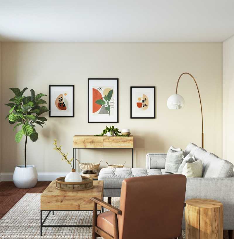 Bohemian, Global, Midcentury Modern Living Room Design by Havenly Interior Designer Bethany