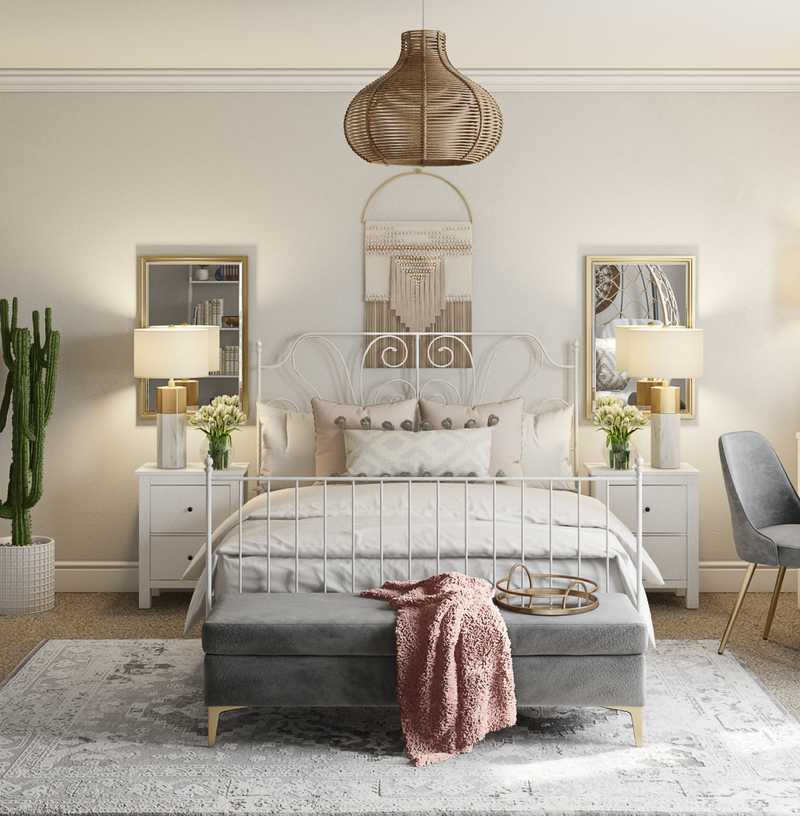 Bohemian, Glam Bedroom Design by Havenly Interior Designer Kaity