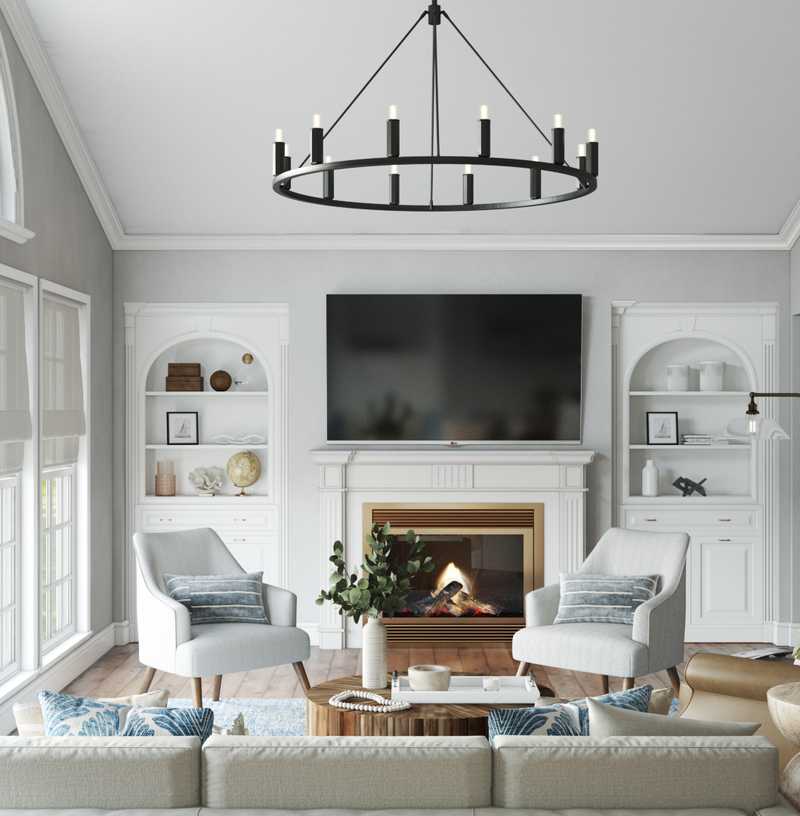 Classic, Coastal, Farmhouse, Transitional, Scandinavian Living Room Design by Havenly Interior Designer Lyndsi