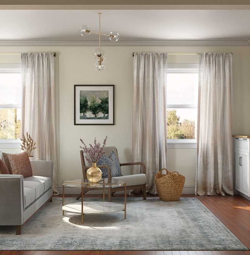 Eclectic, Glam, Midcentury Modern, Preppy Living Room Design by Havenly Interior Designer Masooma