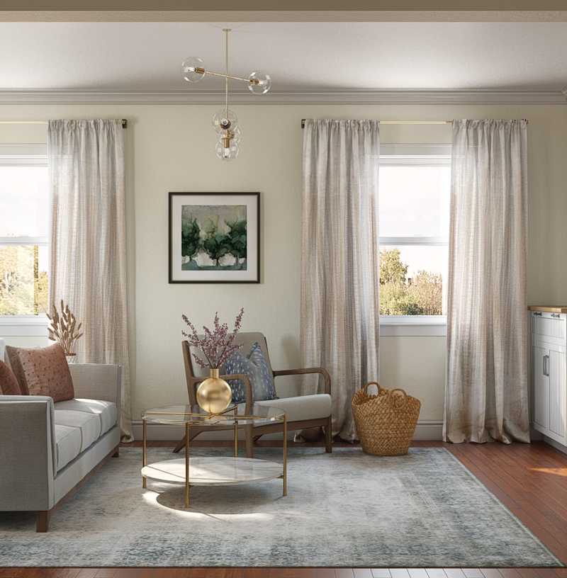 Eclectic, Glam, Midcentury Modern, Preppy Living Room Design by Havenly Interior Designer Masooma