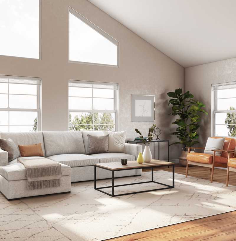 Transitional, Midcentury Modern Living Room Design by Havenly Interior Designer Rachel