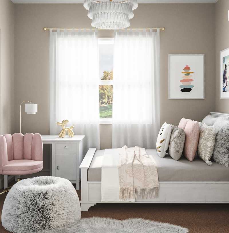 Glam, Preppy Bedroom Design by Havenly Interior Designer Catrina