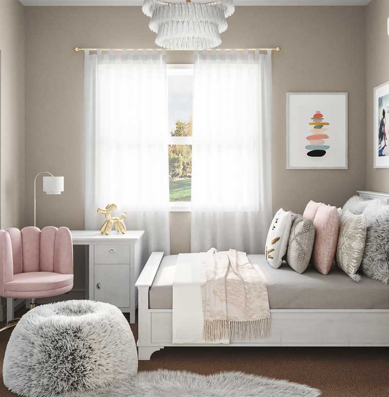 Glam, Preppy Bedroom Design by Havenly Interior Designer Catrina