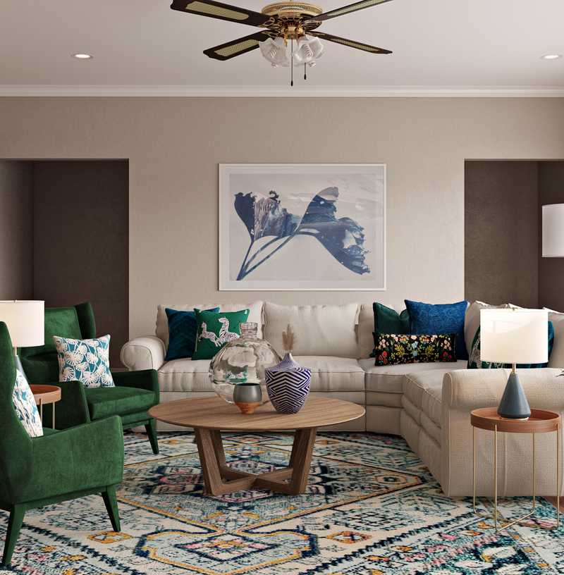 Eclectic, Bohemian, Midcentury Modern Living Room Design by Havenly Interior Designer Catrina